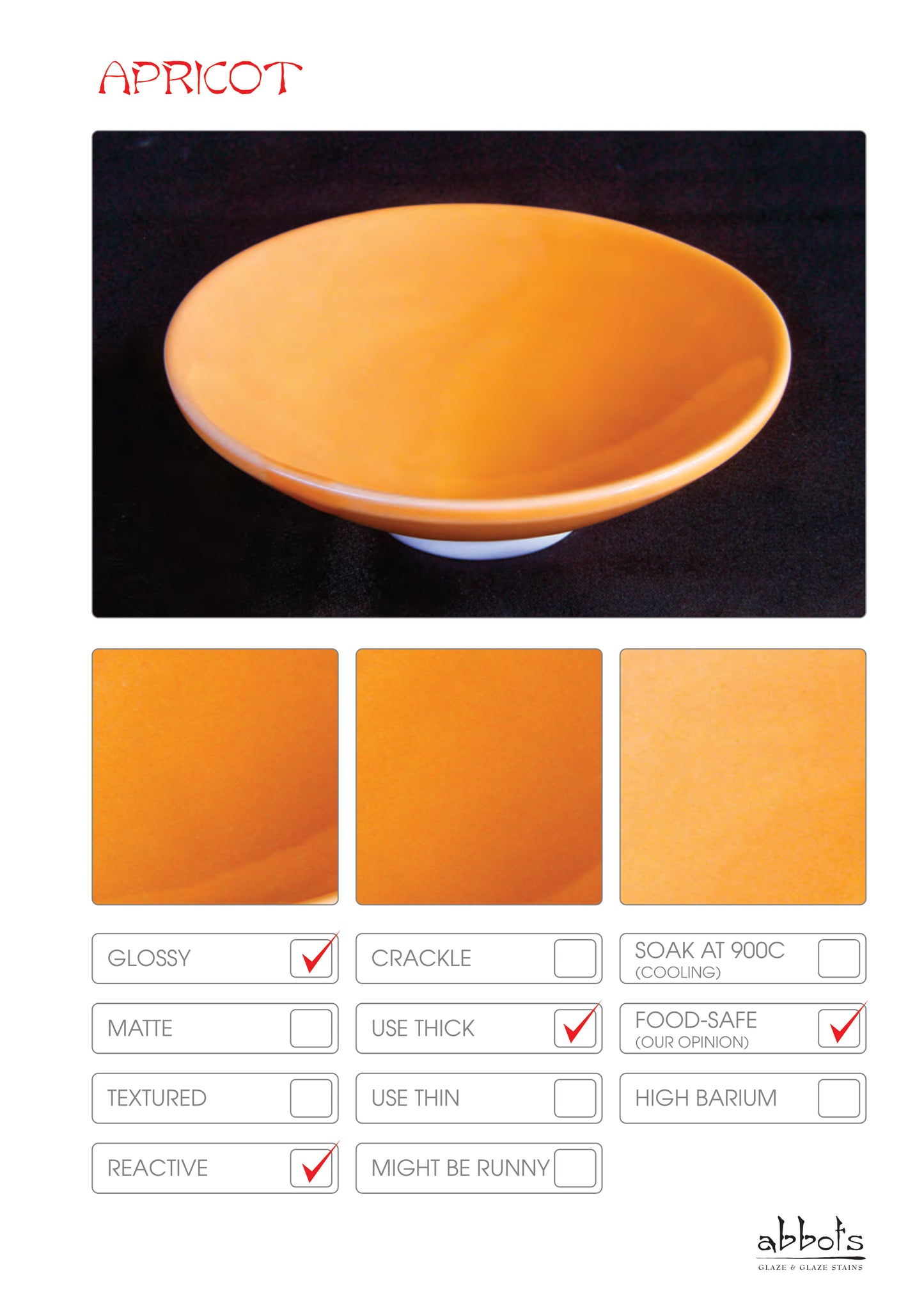 Abbots Apricot Midfire Glaze