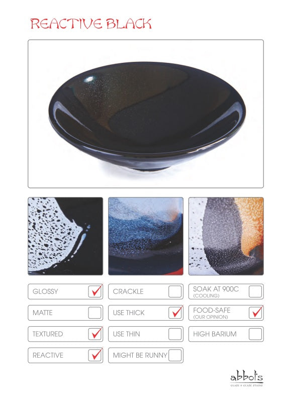 Abbots Reactive Black Midfire Glaze