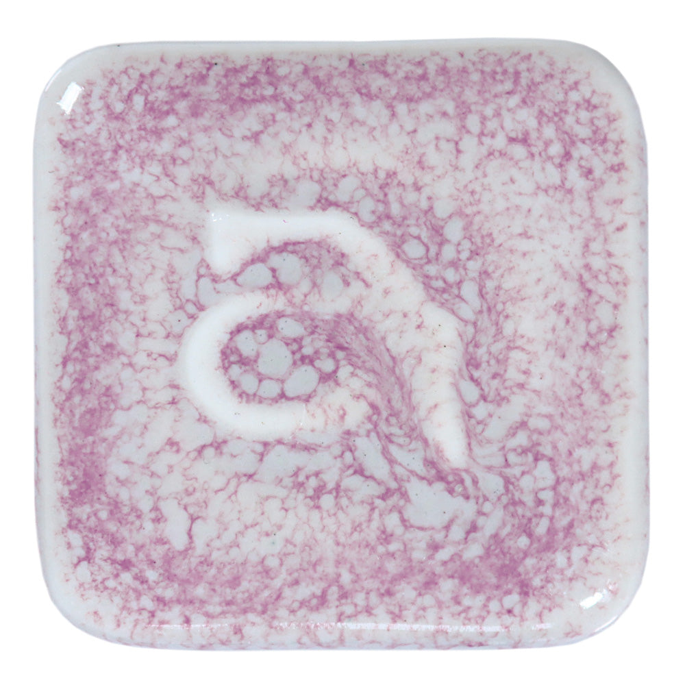 Abbots Floating Pink glaze swatch showing a semi-transparent pink glaze with a glossy finish that shifts with application thickness.