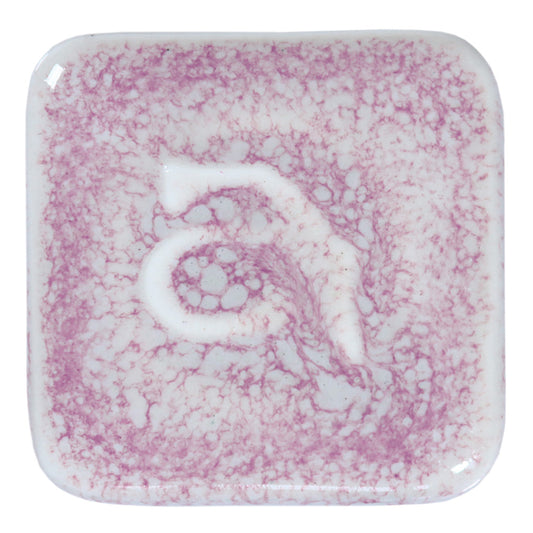 Abbots Floating Pink glaze swatch showing a semi-transparent pink glaze with a glossy finish that shifts with application thickness.